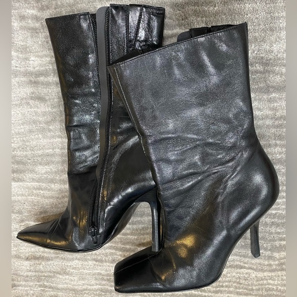 Aldo Leather Black Boots size 8 Booties High Heels - Picture 1 of 11